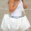 White Rhombus Textured Waterproof Travel Duffel Bag