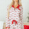 White Santa & Stripes Ruffle PJ Set