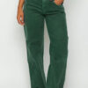 Green Crossed Waist Raw Hem Shift Jeans