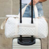 White Rhombus Textured Waterproof Travel Duffel Bag