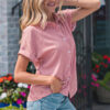 Khaki Dotted Print Cuffed Short Sleeve Shirt