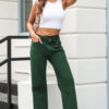 Green Crossed Waist Raw Hem Shift Jeans