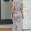 Pink Leopard Print Casual Tee and Pants 2pcs Outfit