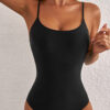 Dearlove Black Thin Strap Strappy Lace-up Open Back One Piece Swimsuit