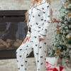 White Bows Print Two Piece Sleepwear