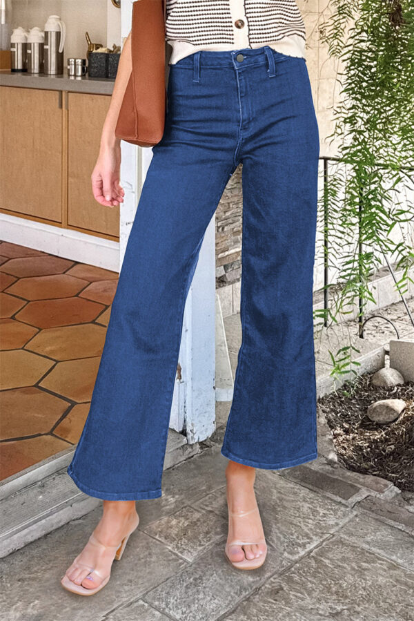 Ashleigh Blue Solid Color High Waist Straight Leg Jeans