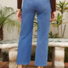Ashleigh Blue Solid Color High Waist Straight Leg Jeans
