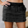 Dusk Blue Drawstring Elastic Waistband Pocketed Denim Shorts