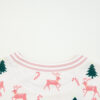 Pink Bow Christmas Tree Print Contrast Striped Banding 2pcs Lounge Set