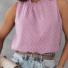 Pink Swiss Dot Sleeveless Ruffle Tank