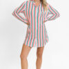 Pink Stripe Christmas Long Sleeve Shirt Style Lounge Dress