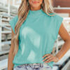 Orange Solid Color High Neck Cap Sleeve Loose Top