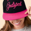 Rose Red Godspeed Letter Embroidered Color Block Cap