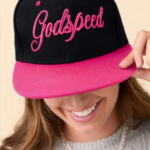 Rose Red Godspeed Letter Embroidered Color Block Cap