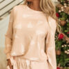 101729313-fbfec8494db7e20c.jpg Apricot Christmas Tree Print Loose Fit Two Piece Pajama Set