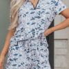 Multicolour Abstract Patterned Polo Collar T Shirt and Shorts Set