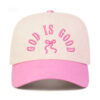 Pink GOD IS GOOD Embroidered Bow Color Block Baseball Cap