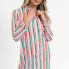 Pink Stripe Christmas Long Sleeve Shirt Style Lounge Dress
