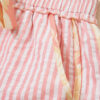 Light Pink Floral Trim Ribbon Knot Striped Casual Shorts
