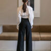 586265627 Fashion niche irregular splicing ribbon shirt for women