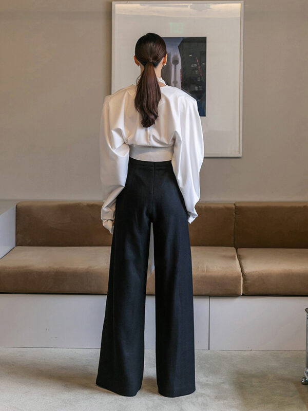 586265627 Fashion niche irregular splicing ribbon shirt for women