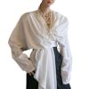 586265625 Fashion niche irregular splicing ribbon shirt for women