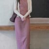 586265708 Round Neck Sleeveless Tie Waist Casual Office Wear