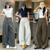 586266650 Casual Loose Wide-Leg Pants with Elastic Waistband, Breathable and Stylish Trousers for Everyday Wear