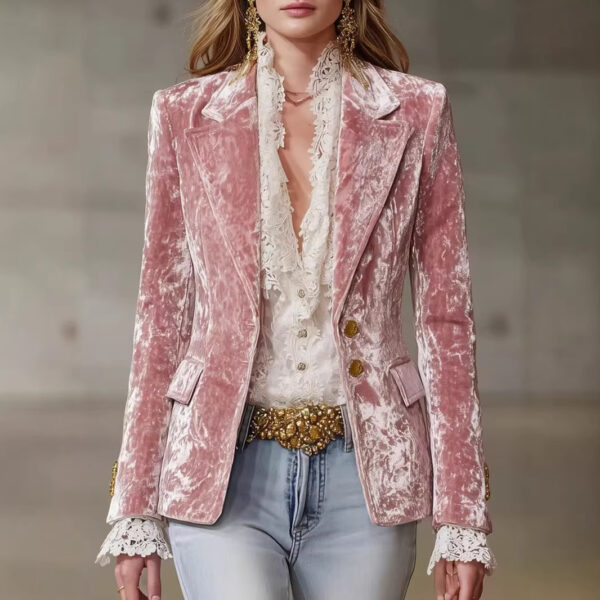 586266598 Fashionable Slim Fit Suit Jacket with Lapel and Pocket for Women, Long Sleeve, Casual Wear