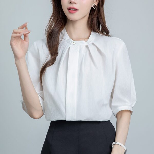 586266296 Minimalist Elegant Loose Casual Office Wear Blouse Top