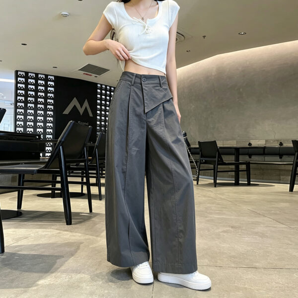 586266656 Casual Loose Wide-Leg Pants with Elastic Waistband, Breathable and Stylish Trousers for Everyday Wear