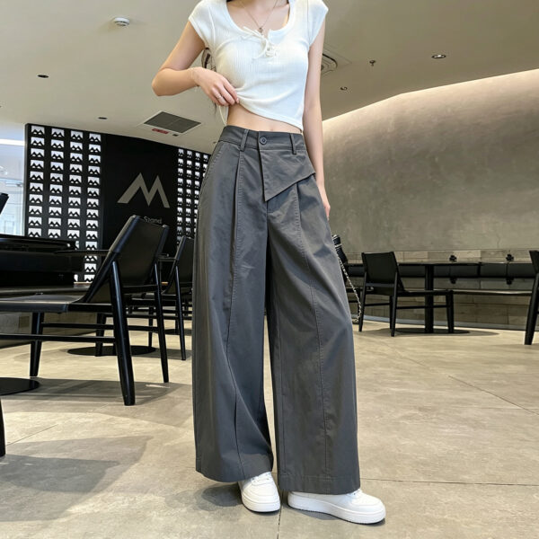 586266652 Casual Loose Wide-Leg Pants with Elastic Waistband, Breathable and Stylish Trousers for Everyday Wear