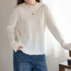lace trim hollow-out ruffled sheer loose blouse