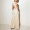 586266689 V-Neck Sleeveless High-Waisted Wide-Leg Jumpsuit Fashion Chic Office Wear