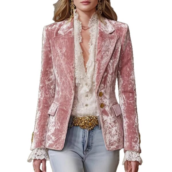 586266599 Fashionable Slim Fit Suit Jacket with Lapel and Pocket for Women, Long Sleeve, Casual Wear
