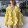 586266680 Elegant V-Neck Ruffle Long Sleeve Shirt for Office Wear Style
