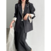 Chic Color-Blocking Raw Edge Notch Lapel Blazer