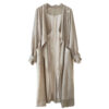 588004978 New Over-the-Knee Mid-Length Drawstring Linen Cotton Trench Coat