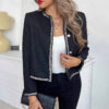 European And American Black Tweed Coat
