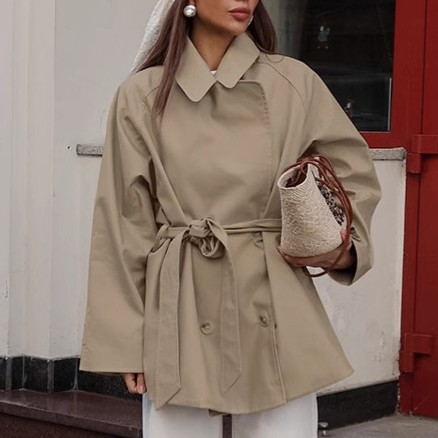 033f88aa-2c1a-45e2-9099-2e3e47d75b63.jpg Trench Coat Women's Long Khaki Workwear Lace-up Long Sleeve Coat