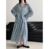 588004753 Style Pleated Shirt + Skirt Women's Casual Two-Piece Set
