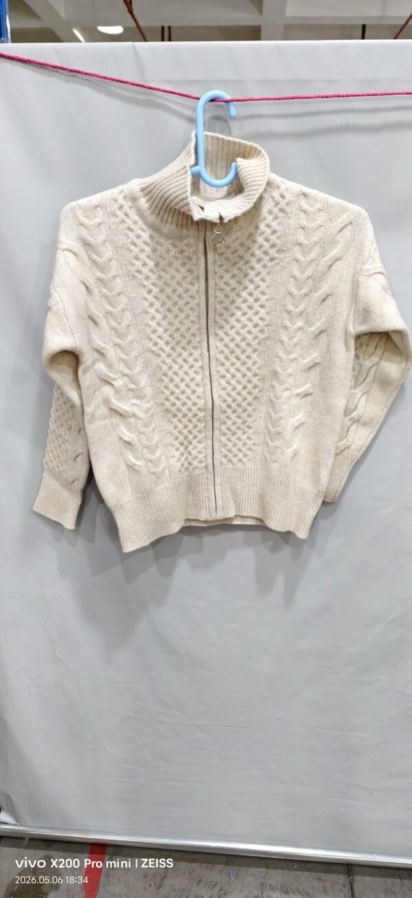Thick Cashmere Women High Neck Zipper Sweater Cardigan