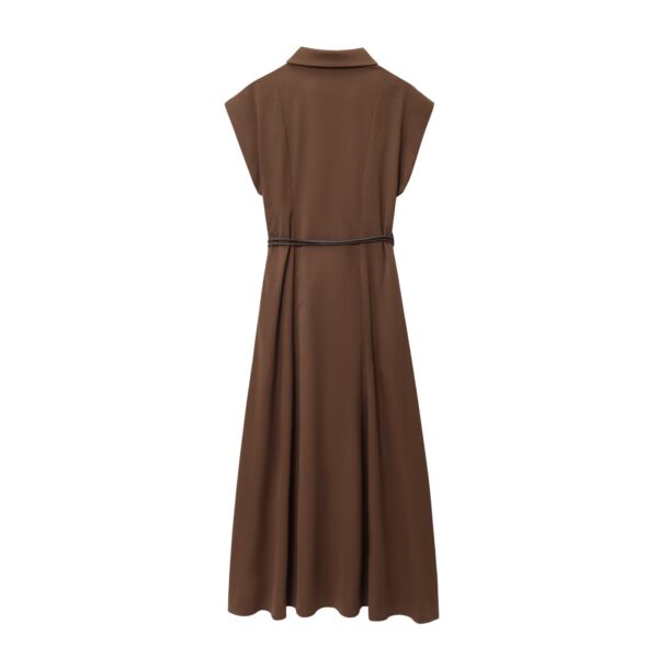 590828037 Women's autumn dress with belt and flute