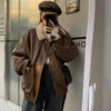 Women's Fashion Retro Leather  Warm Jacket