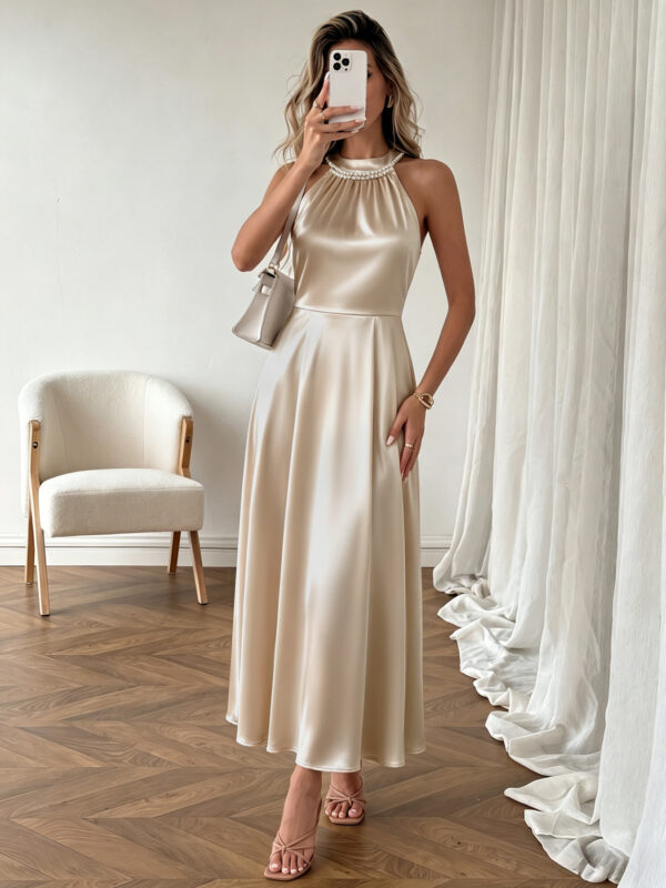 16989124-f335-461e-bb7e-c4edaca4e24b.jpg Pearl Halter High Waist Flowy Midi Dress