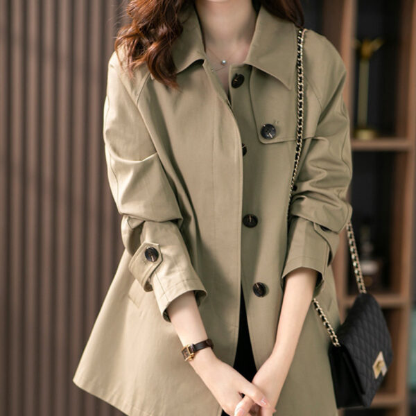 17469859-fd33-46ba-9ab7-f261fbc066dc.jpg British Style Short Trench Coat Textured Spring And Autumn Women's Clothing