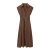 590828036 Women's autumn dress with belt and flute