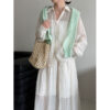 588004751 Style Pleated Shirt + Skirt Women's Casual Two-Piece Set