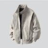 Vintage Tie-Dye PU Leather Zipper Stand Collar Loose Fit Jacket