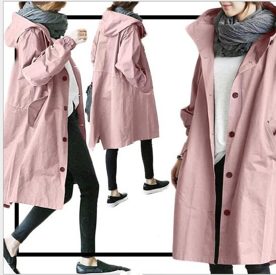 2a5ba6db-0abb-4bd5-bd49-220c7a93fe66.jpg Casual Style Windbreaker Women's Mid-Length Waist Long-Sleeved Jacket